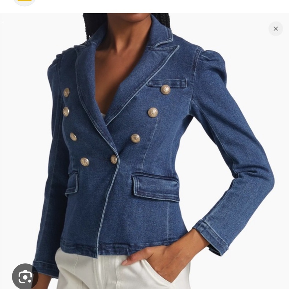 Generation Love Blue Double-Breasted Denim Blazer